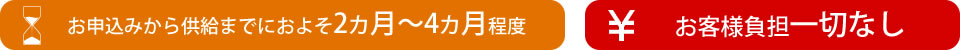 お申込みから供給までにおよそ2カ月～4カ月程度。お客様負担一切なし。